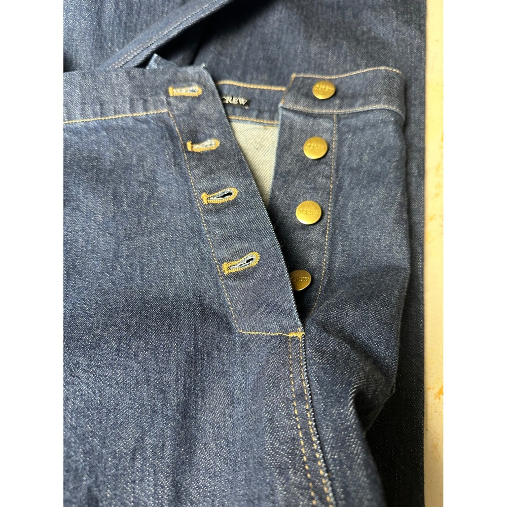 J.Crew Womens Sailor Button Denim Trouser 6 TALL Nautical Wide Leg Indigo Jeans - Picture 6 of 11